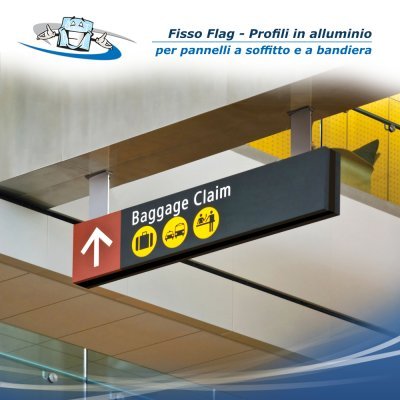 Fisso Flag - Profilo di alluminio per pannelli a soffitto e a bandiera