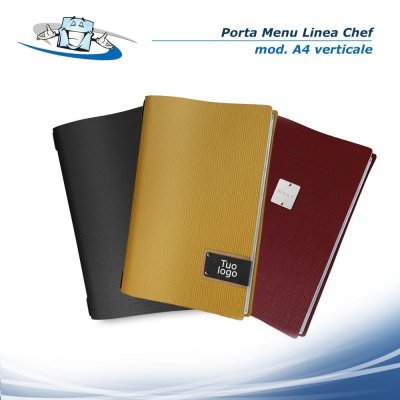 Linea Chef - Raccoglitore Folder ad anelli in diversi colori in vera pelle  rigenerata con etichetta personalizzabile