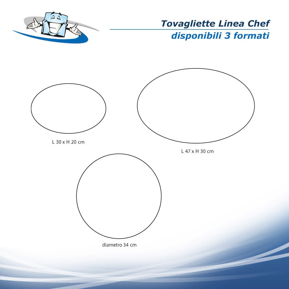 Linea Chef - Tovagliette ovali e rotonde in diversi colori e formati in vera pelle rigenerata - misure