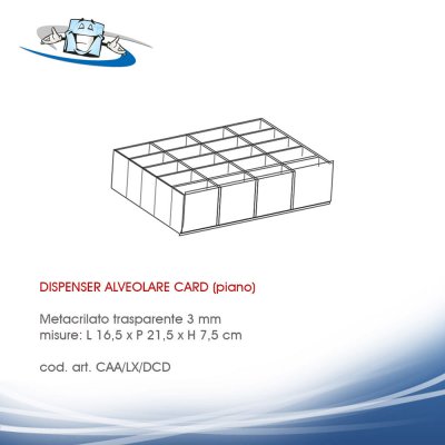 Dispenser cartine/cards alveolare per oggetti di vario tipo in plexiglass