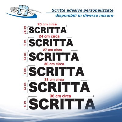 Scritte adesive personalizzabili per vetrine saracinesche pareti lisce muri vetri senza fondo anche grandi dimensioni