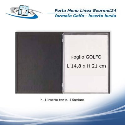 Linea Gourmet24 - Porta menu GOLFO (L 16,3 x H 23,4 cm) personalizzabile rivestito in ecopelle - inserto a cornicetta