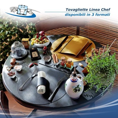 Linea Chef - Tovagliette ovali e rotonde in diversi colori e formati in vera pelle rigenerata